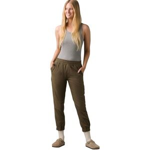 Prana Mantra Jogger Pants Hemp Blend Pull On Stretchy Waist Minimal Neutral